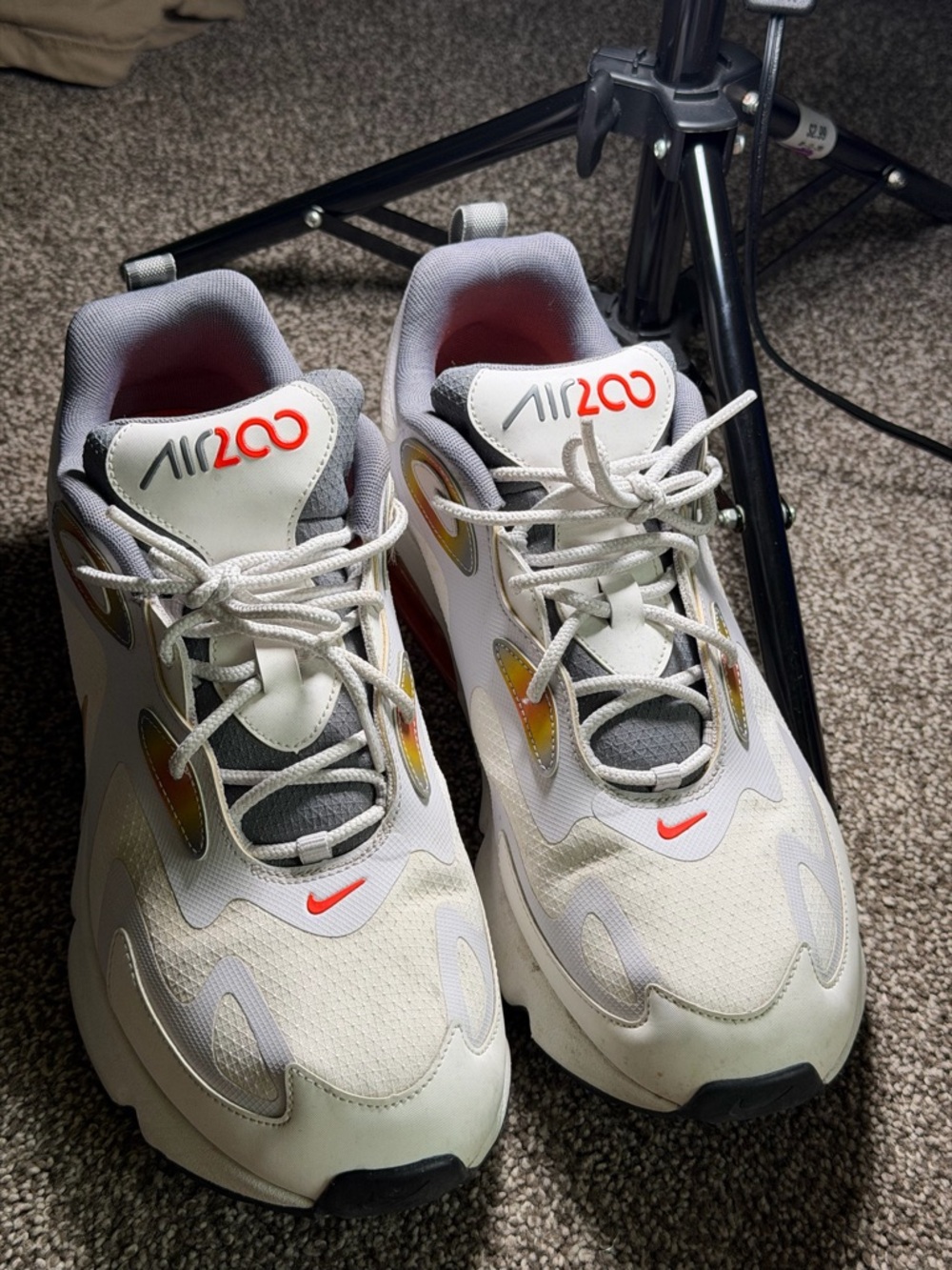 Nike air max 200 White Gray Sneakers with orange and Gold Accents